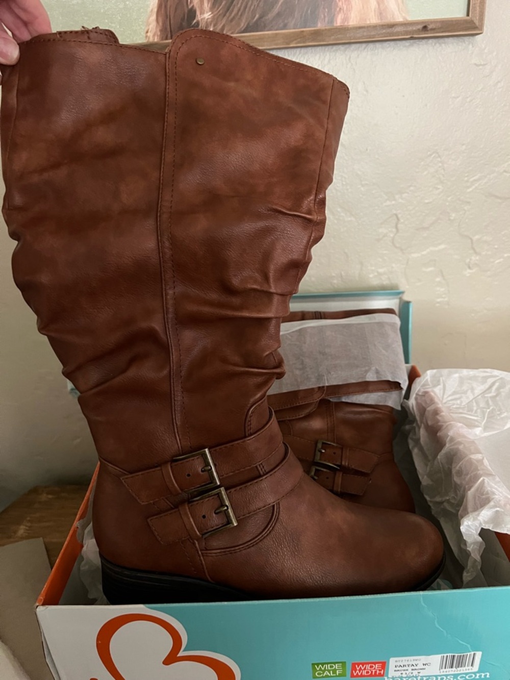 Baretraps Brown wide-Calf Women's Boots with Dual Buckle